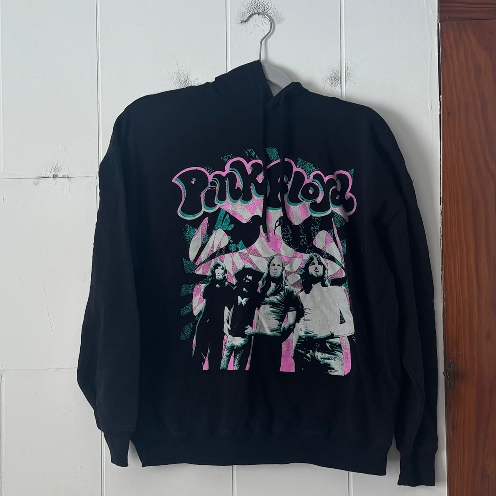 Pink Floyd‎ Band Graphic Hoodie Black Long Sleeve Pullover Sweatshirt Large